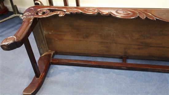 A large Chinese hardwood bench, late 19th / early 20th century, L.224cm